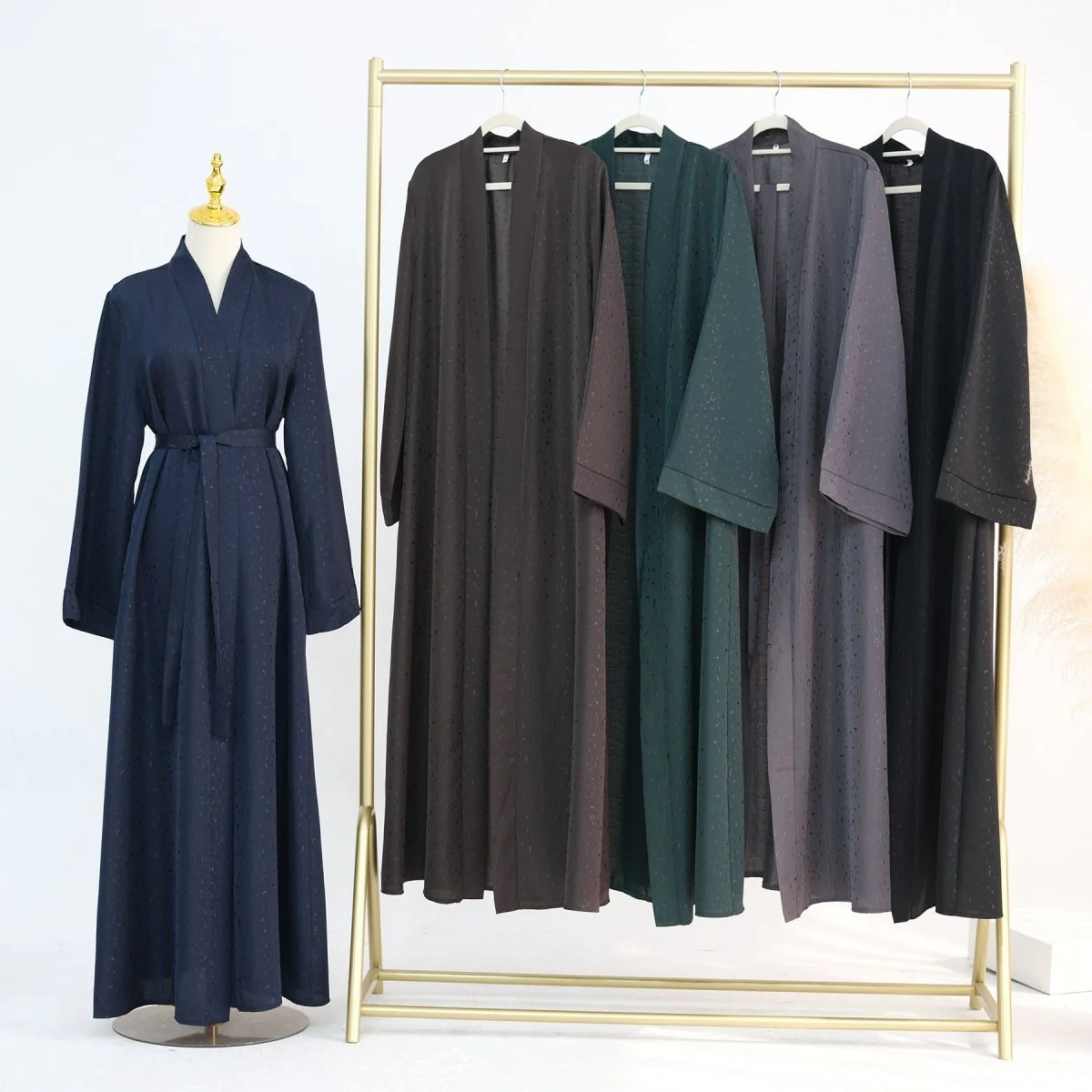 Modest Elegant Dress 3D Textured Printer with Flared Sleeves(MOA210) - Image 16