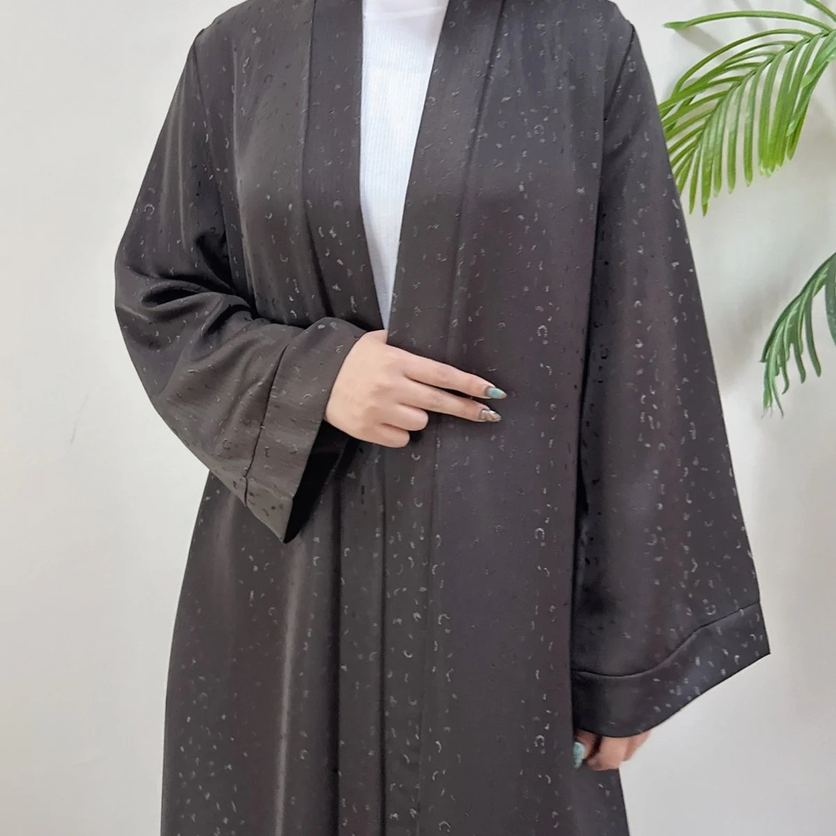 Modest Elegant Dress 3D Textured Printer with Flared Sleeves(MOA210) - Image 2