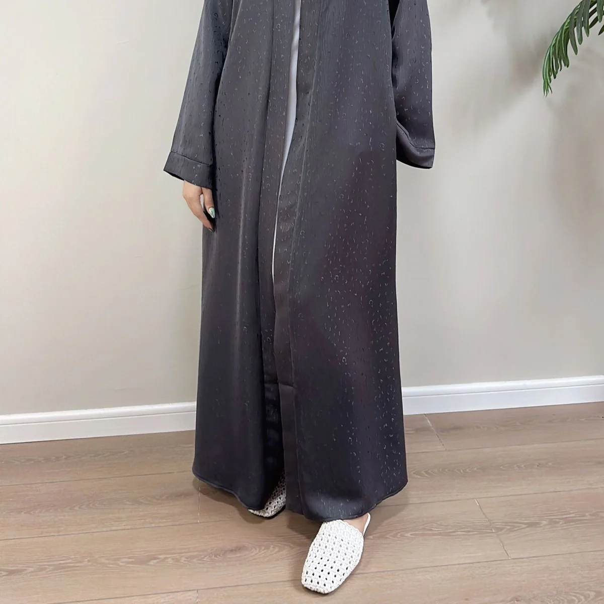 Modest Elegant Dress 3D Textured Printer with Flared Sleeves(MOA210) - Image 3