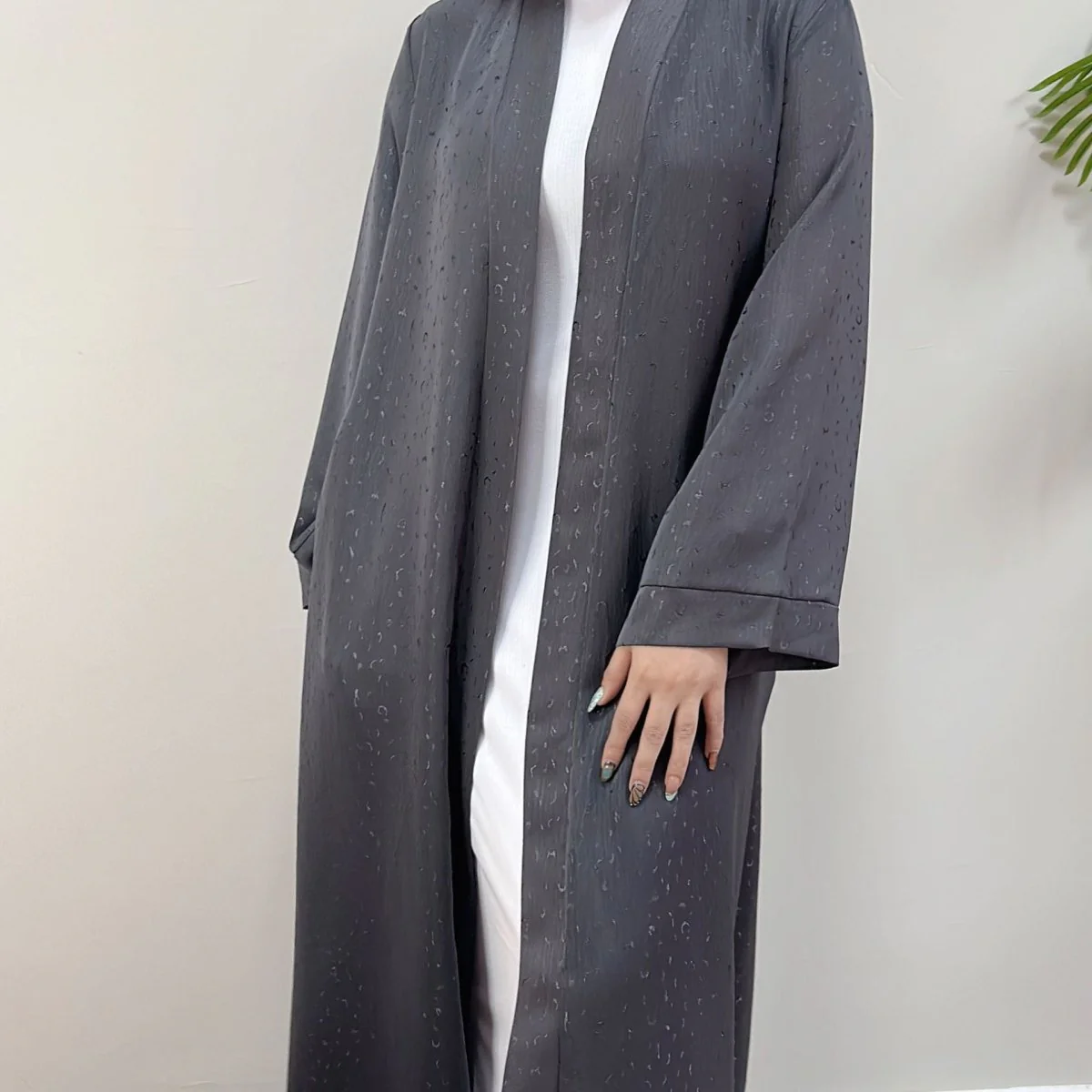 Modest Elegant Dress 3D Textured Printer with Flared Sleeves(MOA210) - Image 4