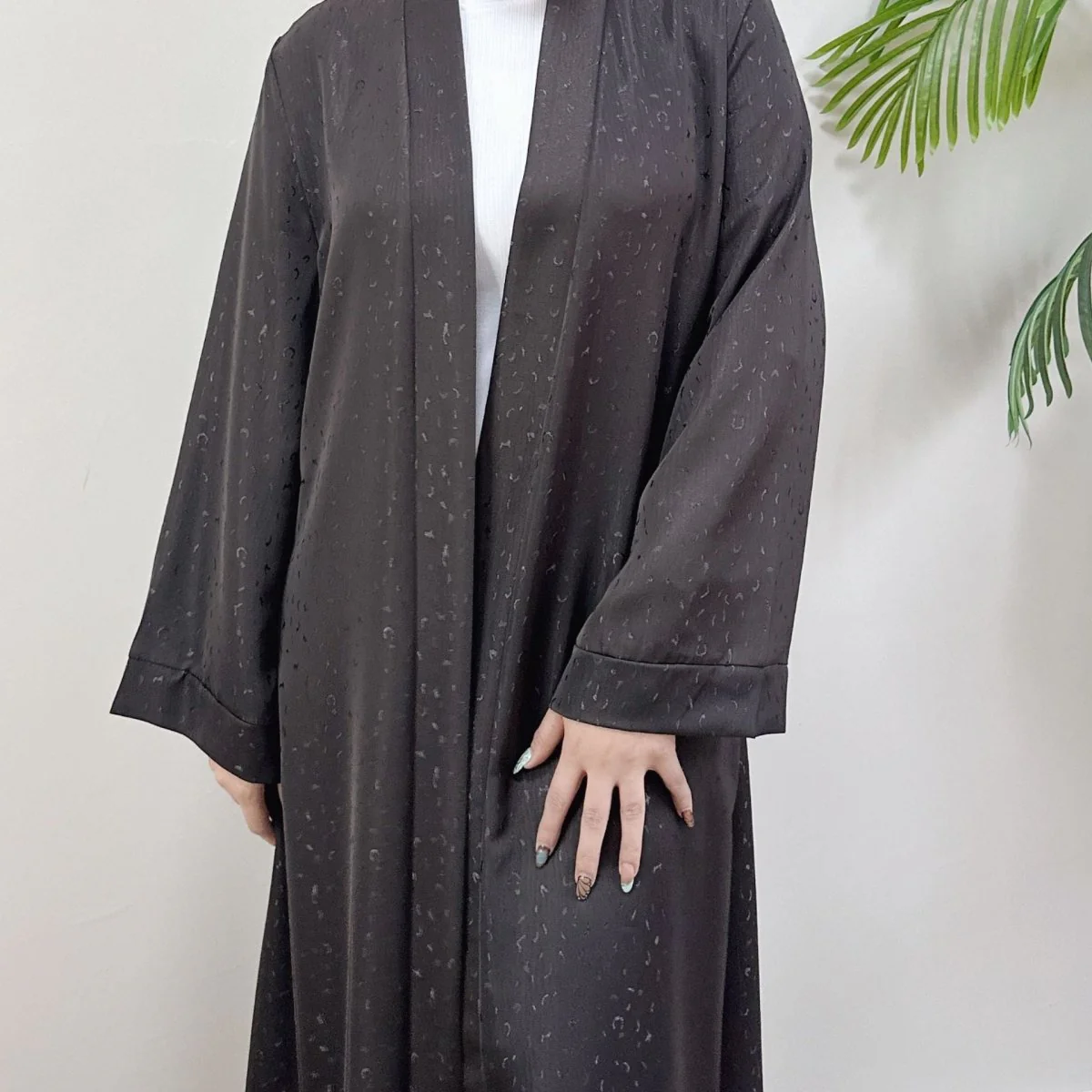 Modest Elegant Dress 3D Textured Printer with Flared Sleeves(MOA210) - Image 5