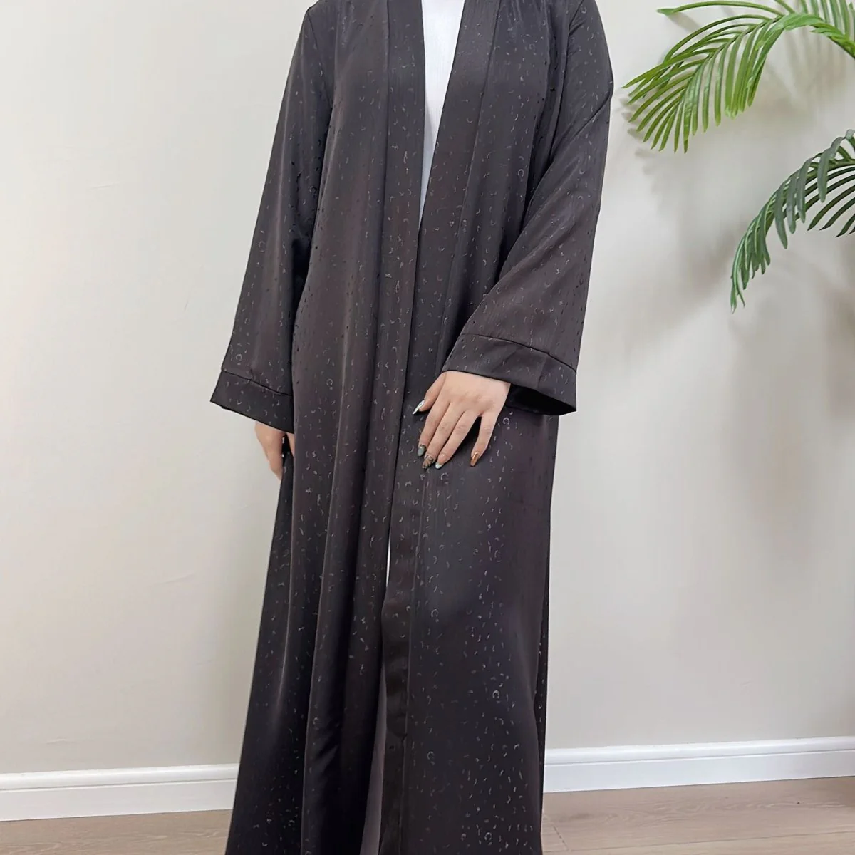 Modest Elegant Dress 3D Textured Printer with Flared Sleeves(MOA210) - Image 6