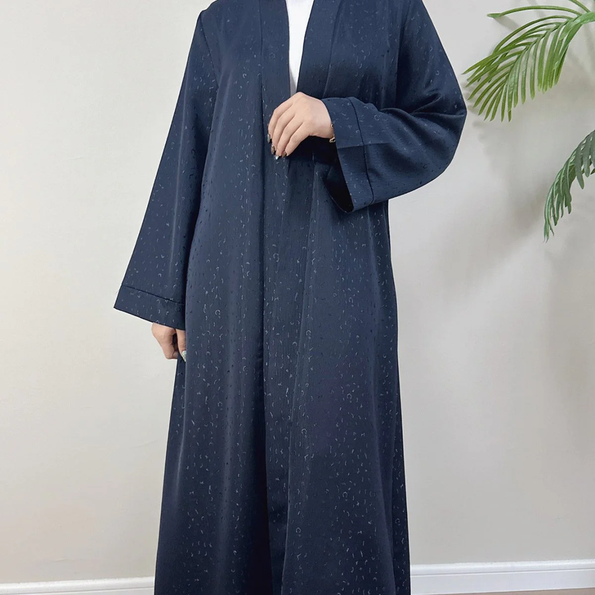 Modest Elegant Dress 3D Textured Printer with Flared Sleeves(MOA210) - Image 7