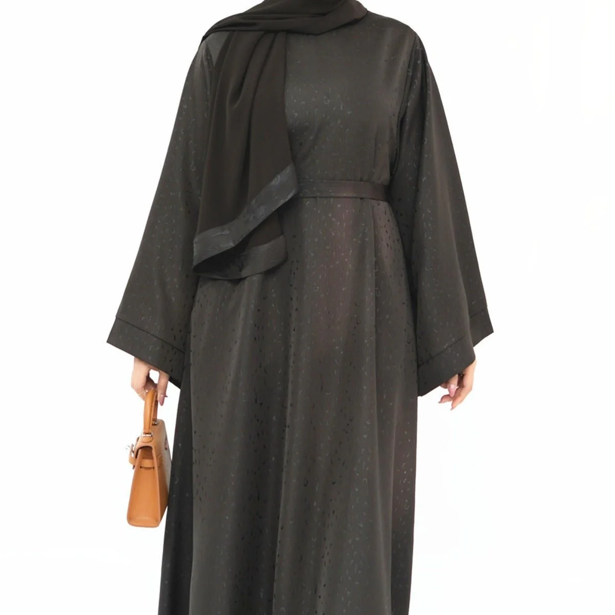 Modest Elegant Solid Color Abaya Robe with Wide Sleeves & Detachable Belt(MA279) - Image 12