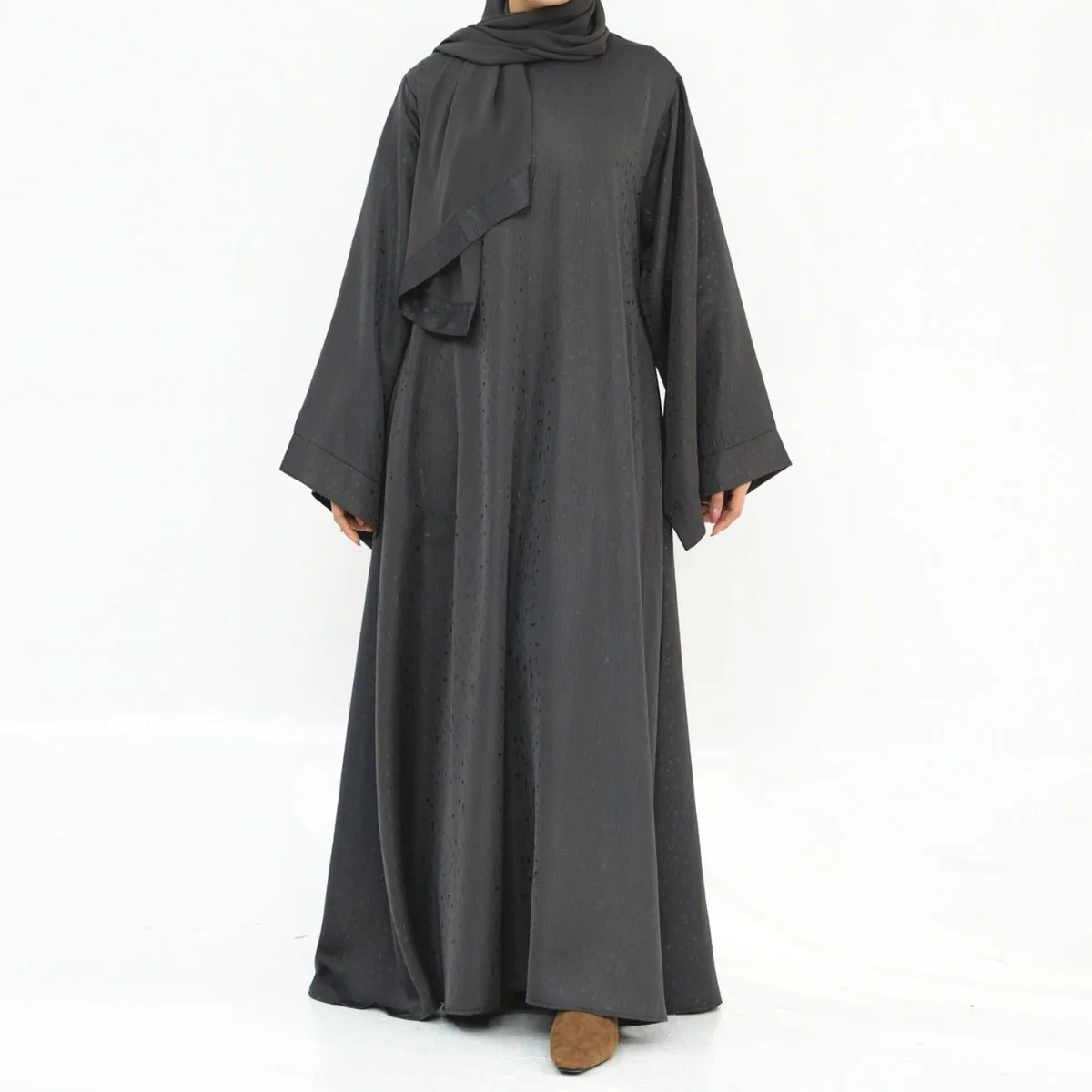 Modest Elegant Solid Color Abaya Robe with Wide Sleeves & Detachable Belt(MA279) - Image 15