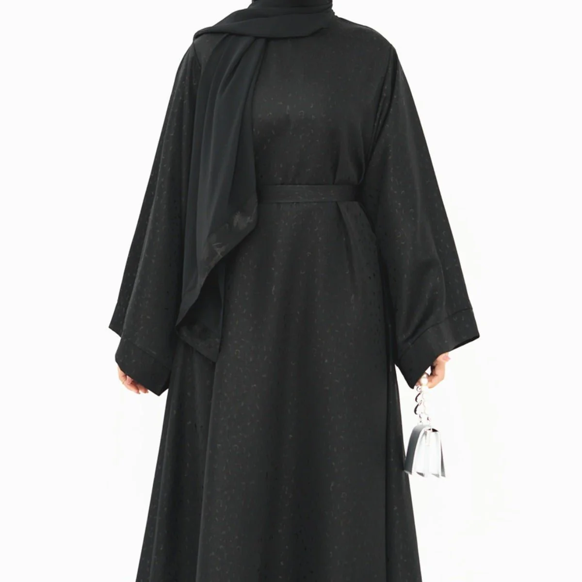 Modest Elegant Solid Color Abaya Robe with Wide Sleeves & Detachable Belt(MA279) - Image 17