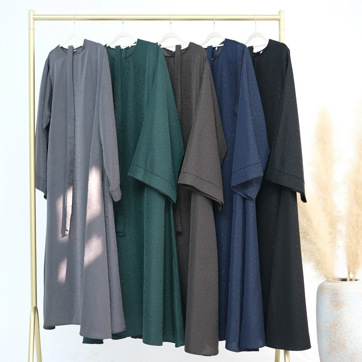 Modest Elegant Solid Color Abaya Robe with Wide Sleeves & Detachable Belt(MA279) - Image 19