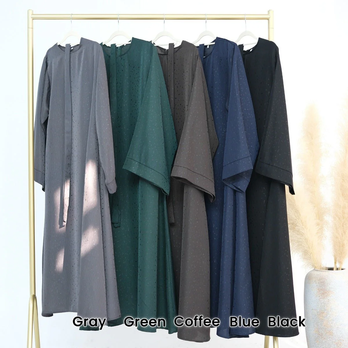 Modest Elegant Solid Color Abaya Robe with Wide Sleeves & Detachable Belt(MA279) - Image 20