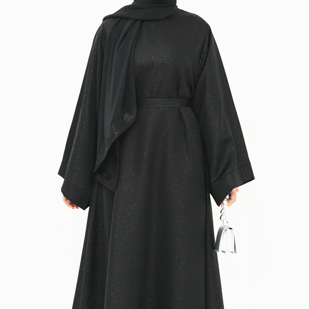 Modest Elegant Solid Color Abaya Robe with Wide Sleeves & Detachable Belt(MA279) - Image 21