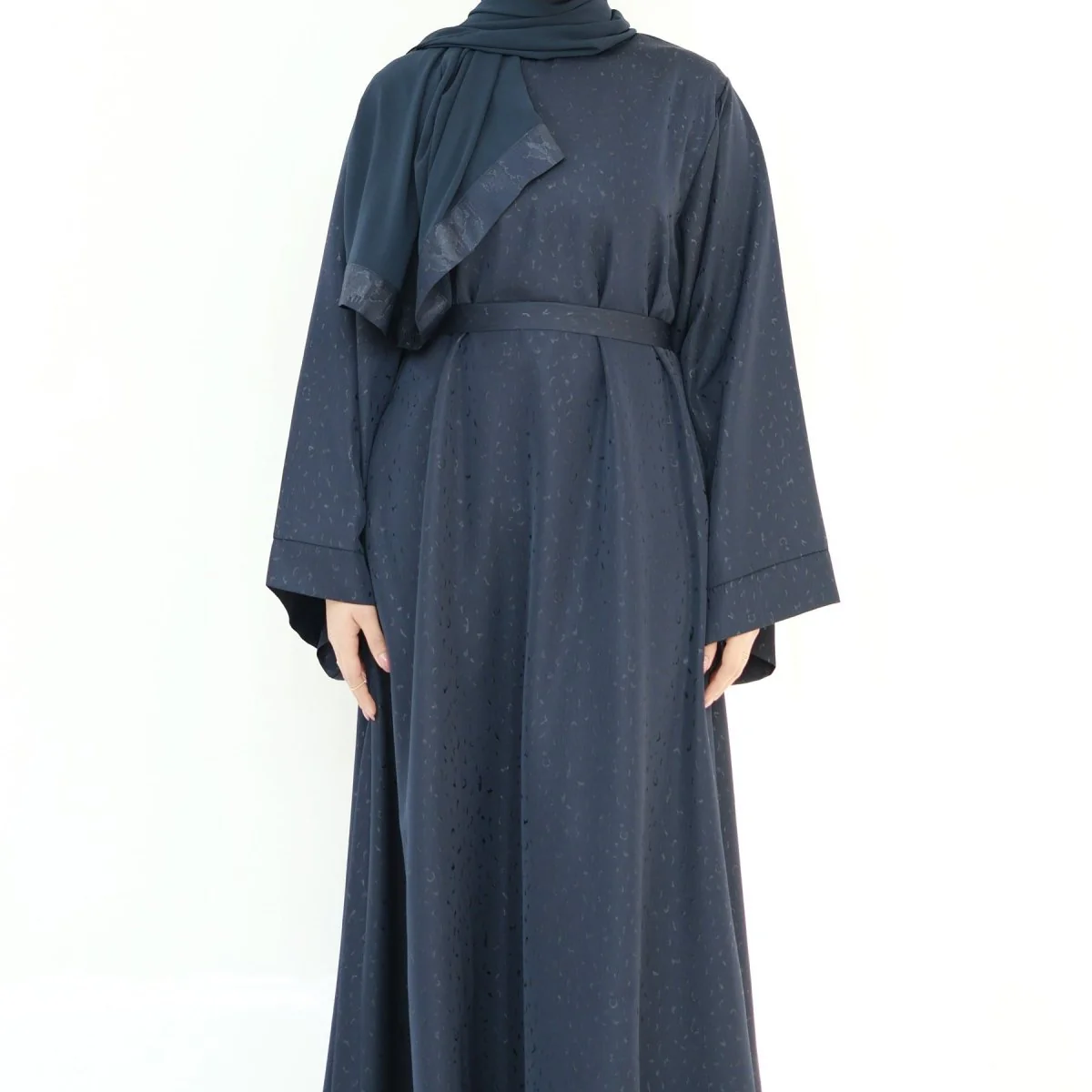 Modest Elegant Solid Color Abaya Robe with Wide Sleeves & Detachable Belt(MA279) - Image 22