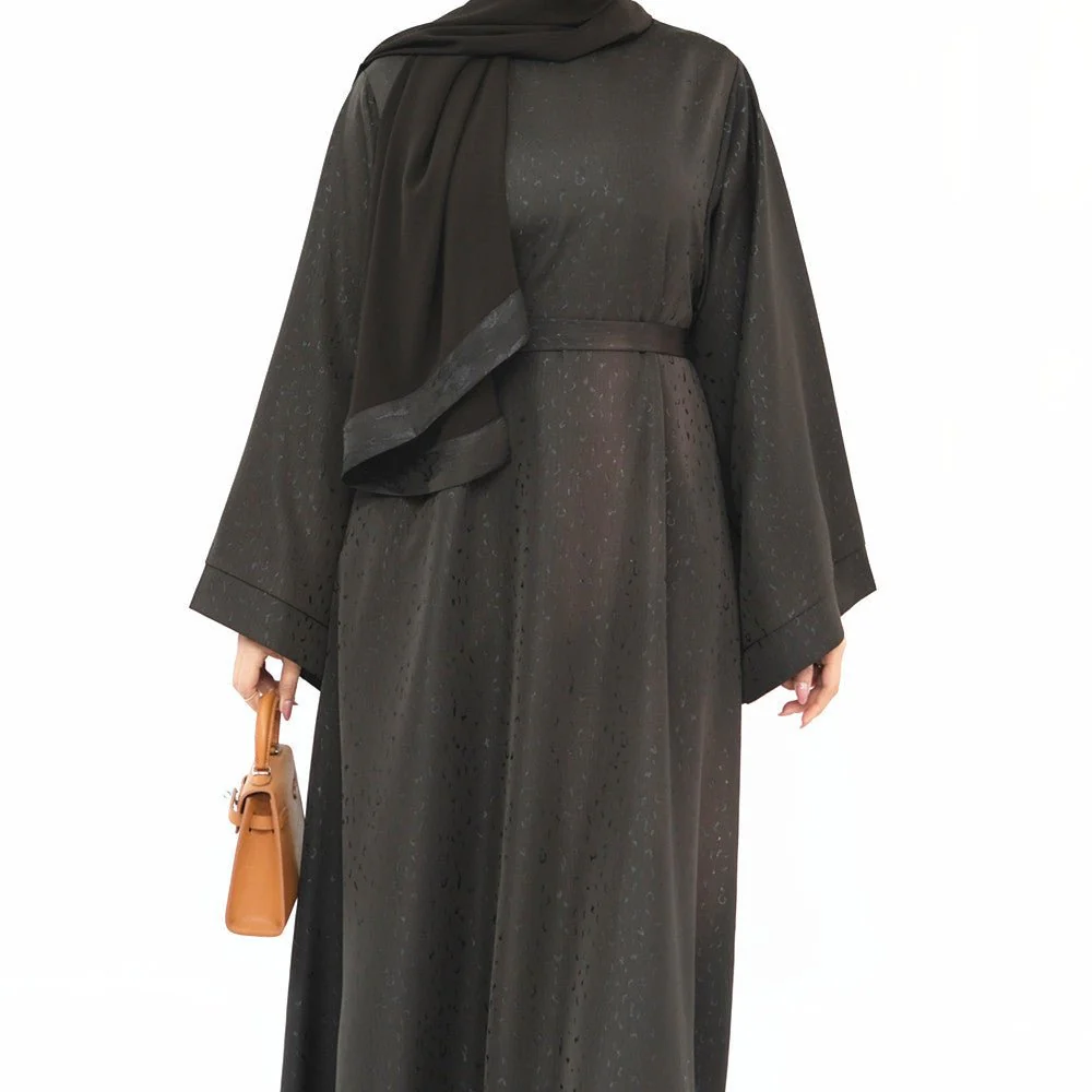 Modest Elegant Solid Color Abaya Robe with Wide Sleeves & Detachable Belt(MA279) - Image 24
