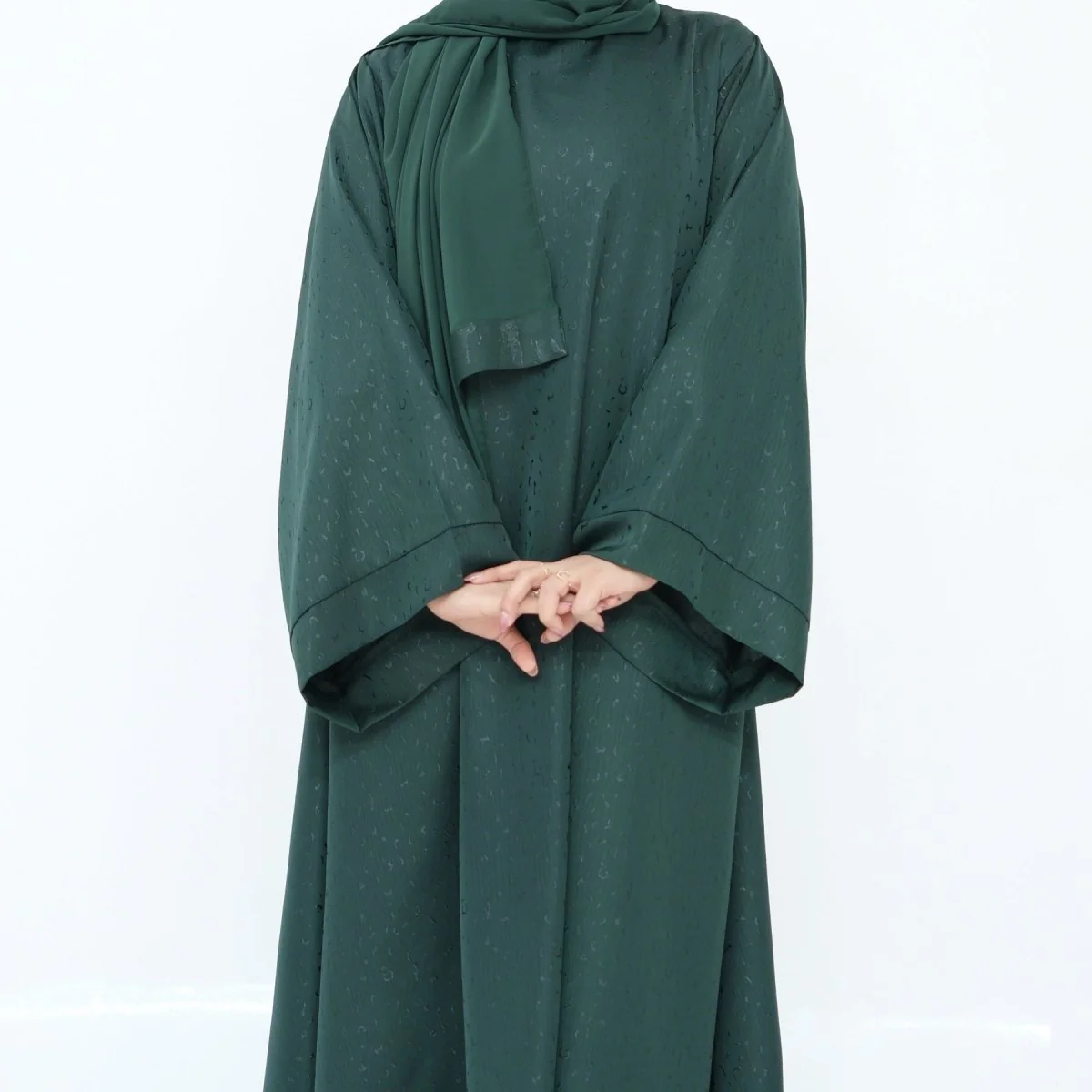 Modest Elegant Solid Color Abaya Robe with Wide Sleeves & Detachable Belt(MA279) - Image 25