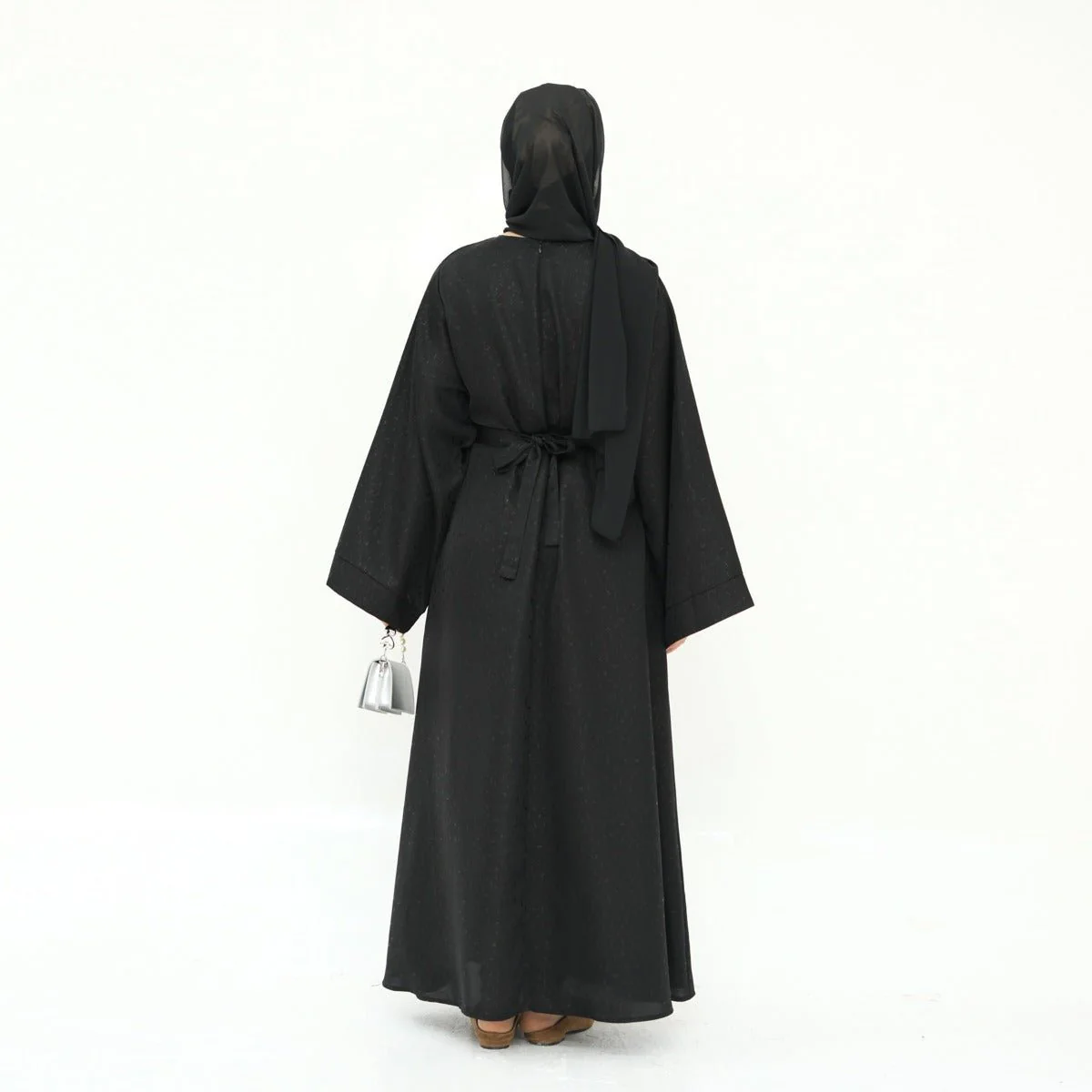 Modest Elegant Solid Color Abaya Robe with Wide Sleeves & Detachable Belt(MA279) - Image 6