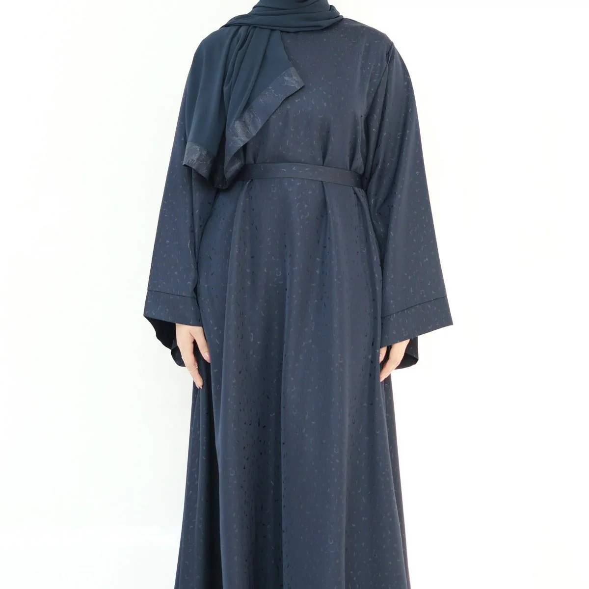 Modest Elegant Solid Color Abaya Robe with Wide Sleeves & Detachable Belt(MA279) - Image 7