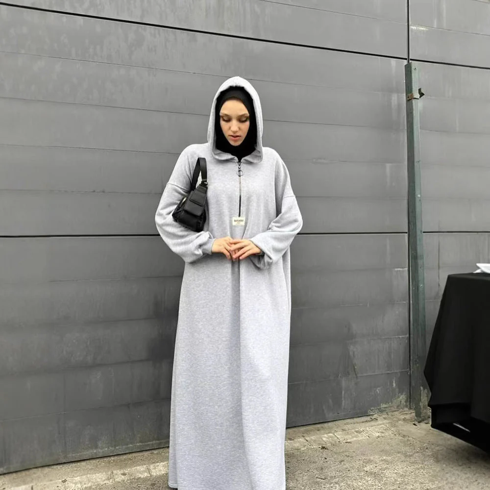 Modest Hooded Dress | Muslim Women's Long Sleeve Casual Abaya (MA257) - Image 13