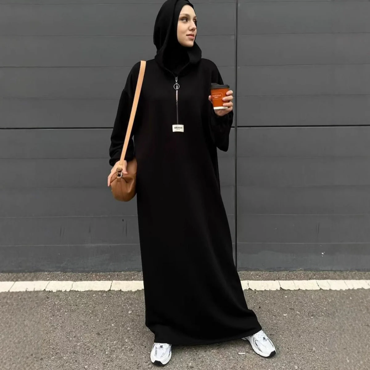 Modest Hooded Dress | Muslim Women's Long Sleeve Casual Abaya (MA257) - Image 3