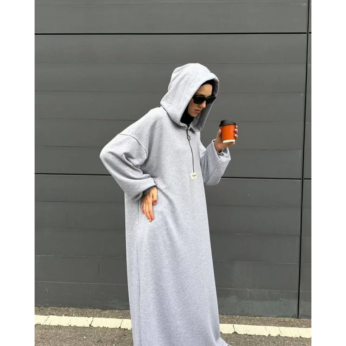 Modest Hooded Dress | Muslim Women's Long Sleeve Casual Abaya (MA257) - Image 7