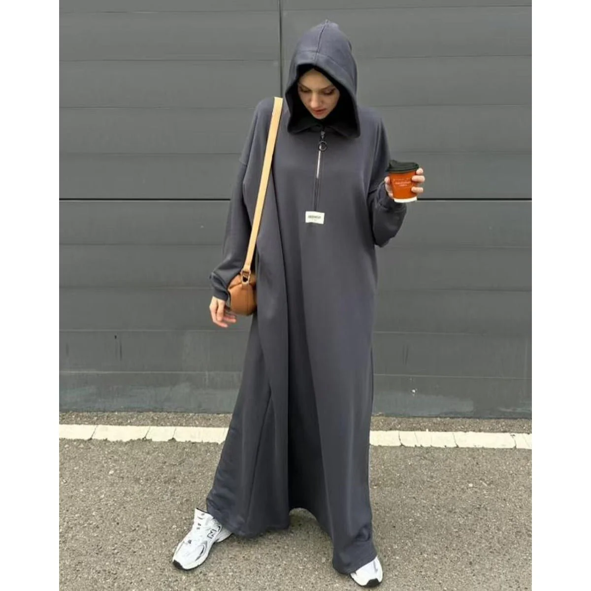 Modest Hooded Dress | Muslim Women's Long Sleeve Casual Abaya (MA257) - Image 8