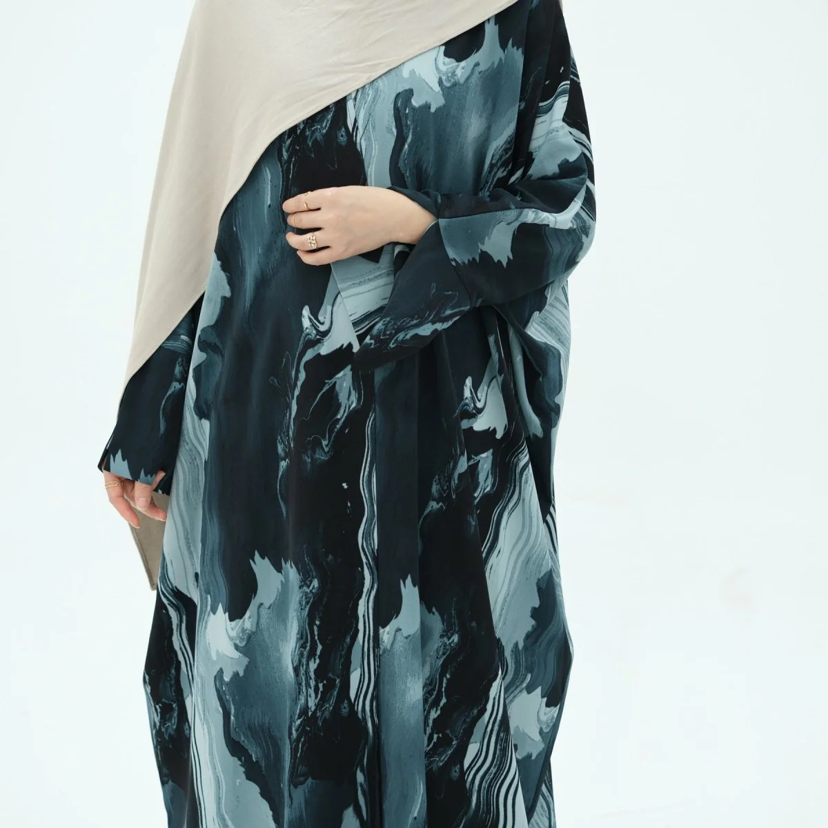 Modest Islamic Fashion Artistic Floral Geometric Designs Elegant Printed Cardigan Abaya (MOA154) - Image 11
