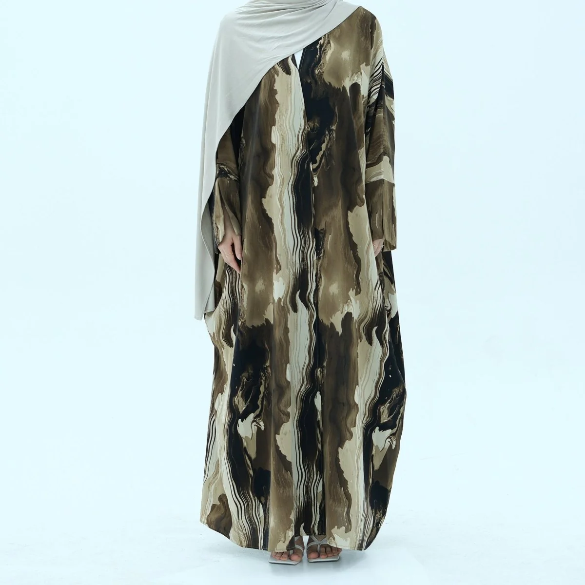 Modest Islamic Fashion Artistic Floral Geometric Designs Elegant Printed Cardigan Abaya (MOA154) - Image 14