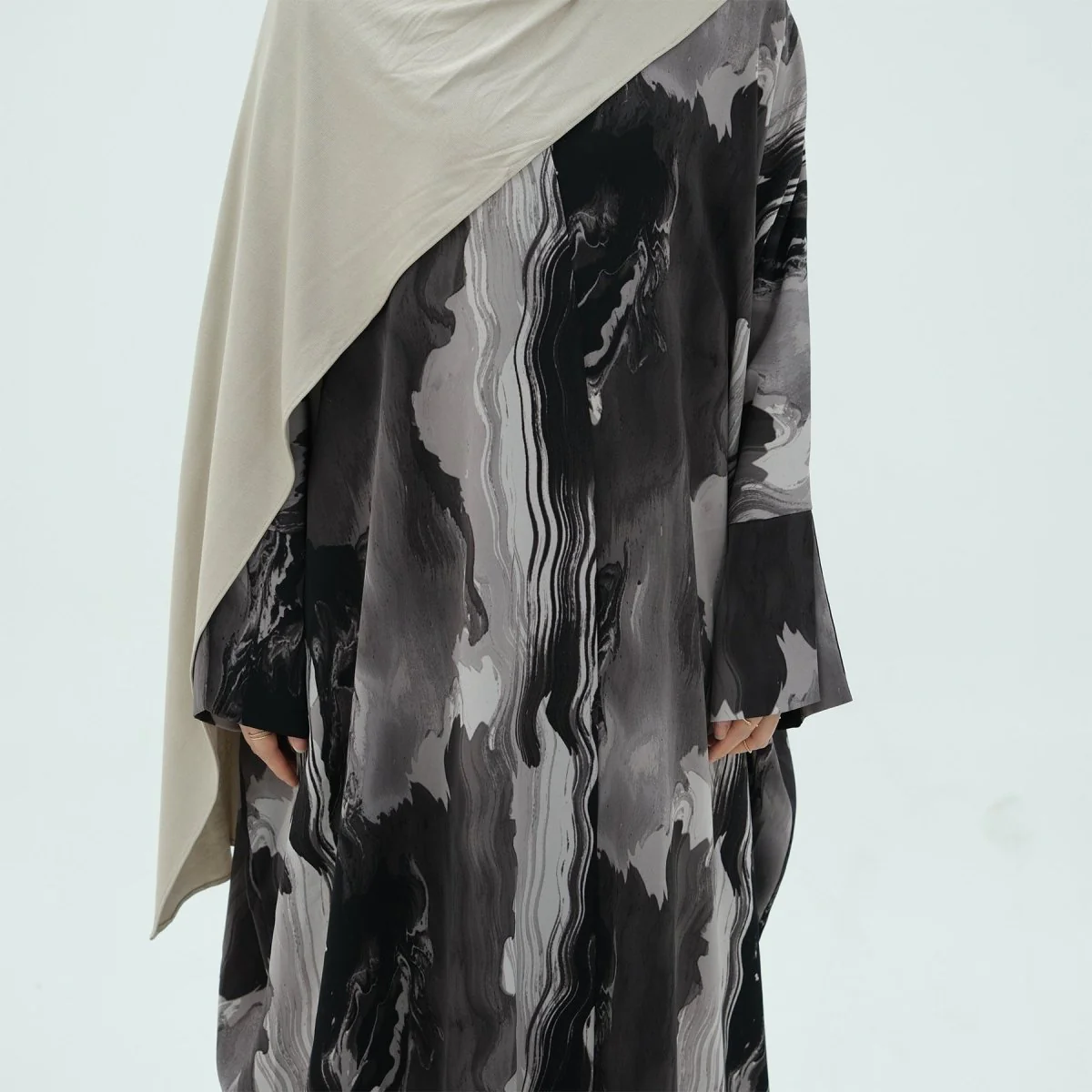 Modest Islamic Fashion Artistic Floral Geometric Designs Elegant Printed Cardigan Abaya (MOA154) - Image 22