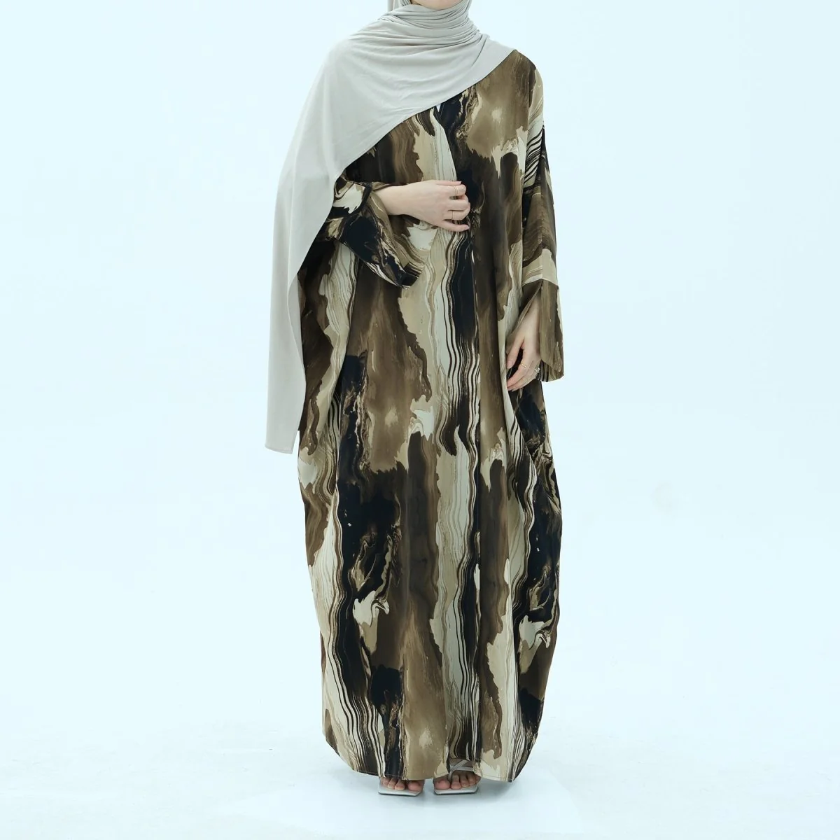 Modest Islamic Fashion Artistic Floral Geometric Designs Elegant Printed Cardigan Abaya (MOA154) - Image 24