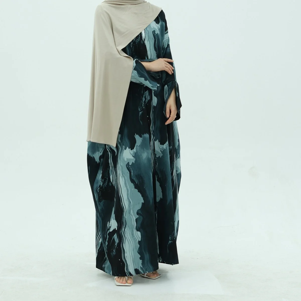 Modest Islamic Fashion Artistic Floral Geometric Designs Elegant Printed Cardigan Abaya (MOA154) - Image 25