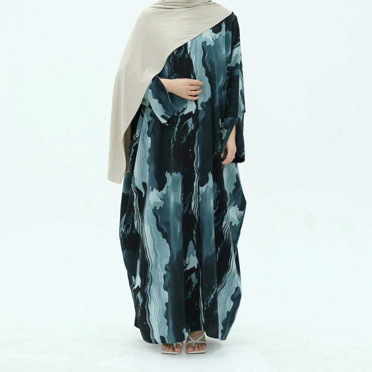 Modest Islamic Fashion Artistic Floral Geometric Designs Elegant Printed Cardigan Abaya (MOA154) - Image 8
