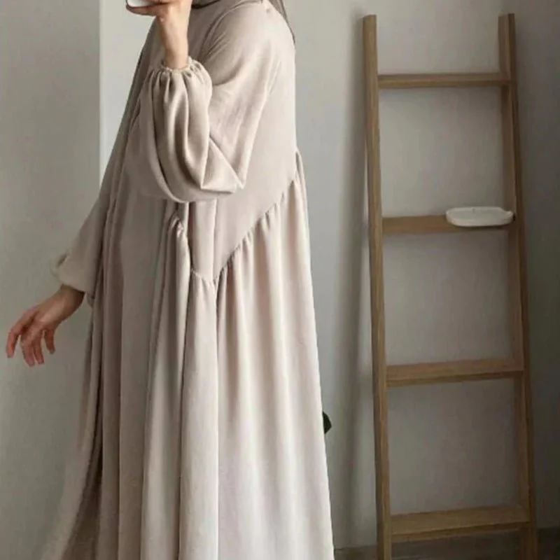 Modest Loose Fit Abaya with Lantern Sleeves | Ice Crepe Pullover Abaya (MA153) - Image 10