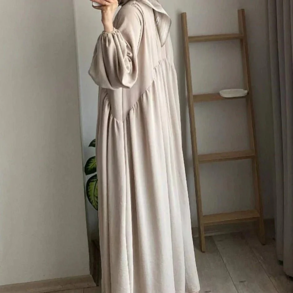 Modest Loose Fit Abaya with Lantern Sleeves | Ice Crepe Pullover Abaya (MA153) - Image 11