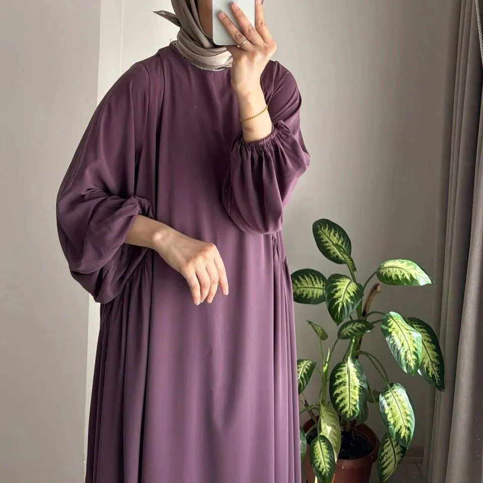 Modest Loose Fit Abaya with Lantern Sleeves | Ice Crepe Pullover Abaya (MA153) - Image 13