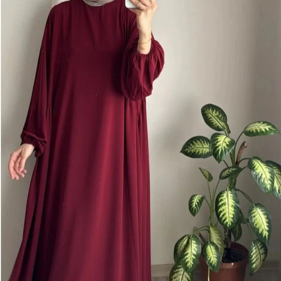 Modest Loose Fit Abaya with Lantern Sleeves | Ice Crepe Pullover Abaya (MA153) - Image 15