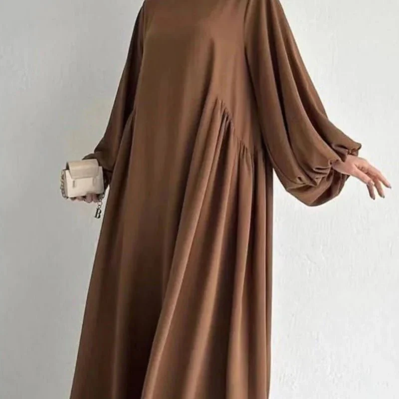 Modest Loose Fit Abaya with Lantern Sleeves | Ice Crepe Pullover Abaya (MA153) - Image 17