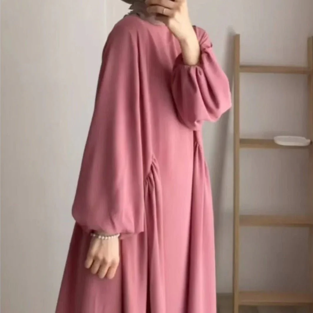 Modest Loose Fit Abaya with Lantern Sleeves | Ice Crepe Pullover Abaya (MA153) - Image 18