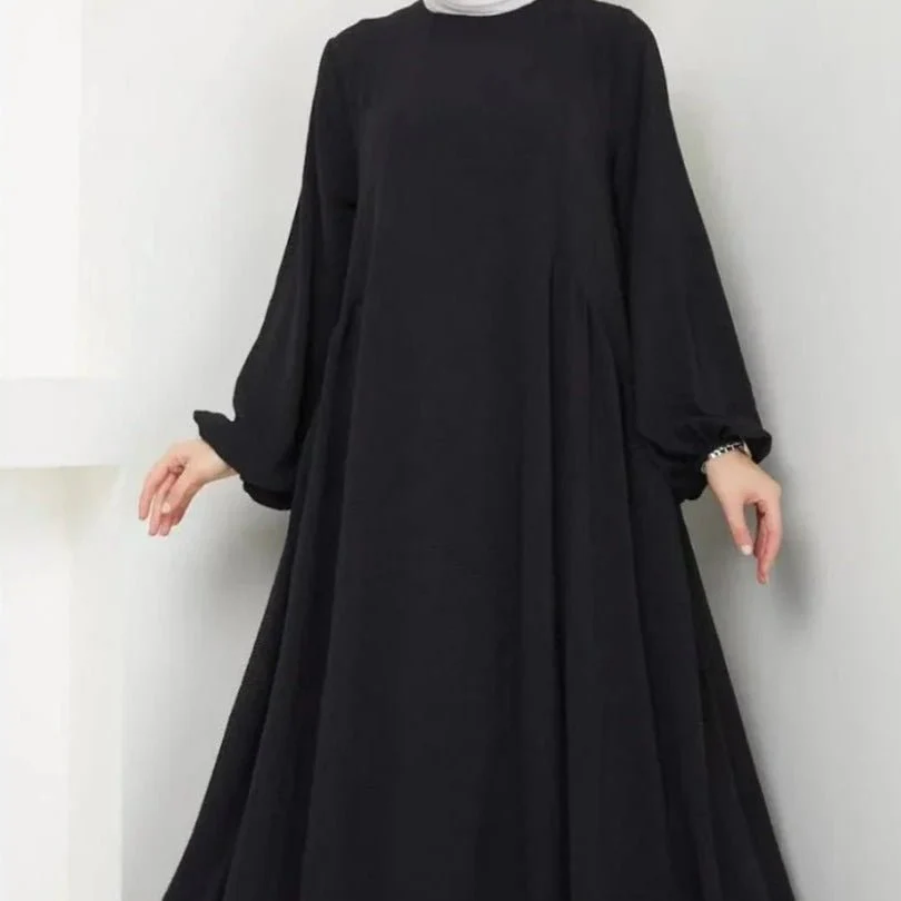 Modest Loose Fit Abaya with Lantern Sleeves | Ice Crepe Pullover Abaya (MA153) - Image 19