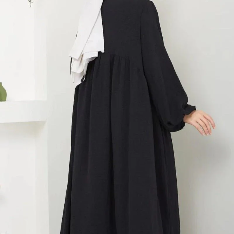Modest Loose Fit Abaya with Lantern Sleeves | Ice Crepe Pullover Abaya (MA153) - Image 20