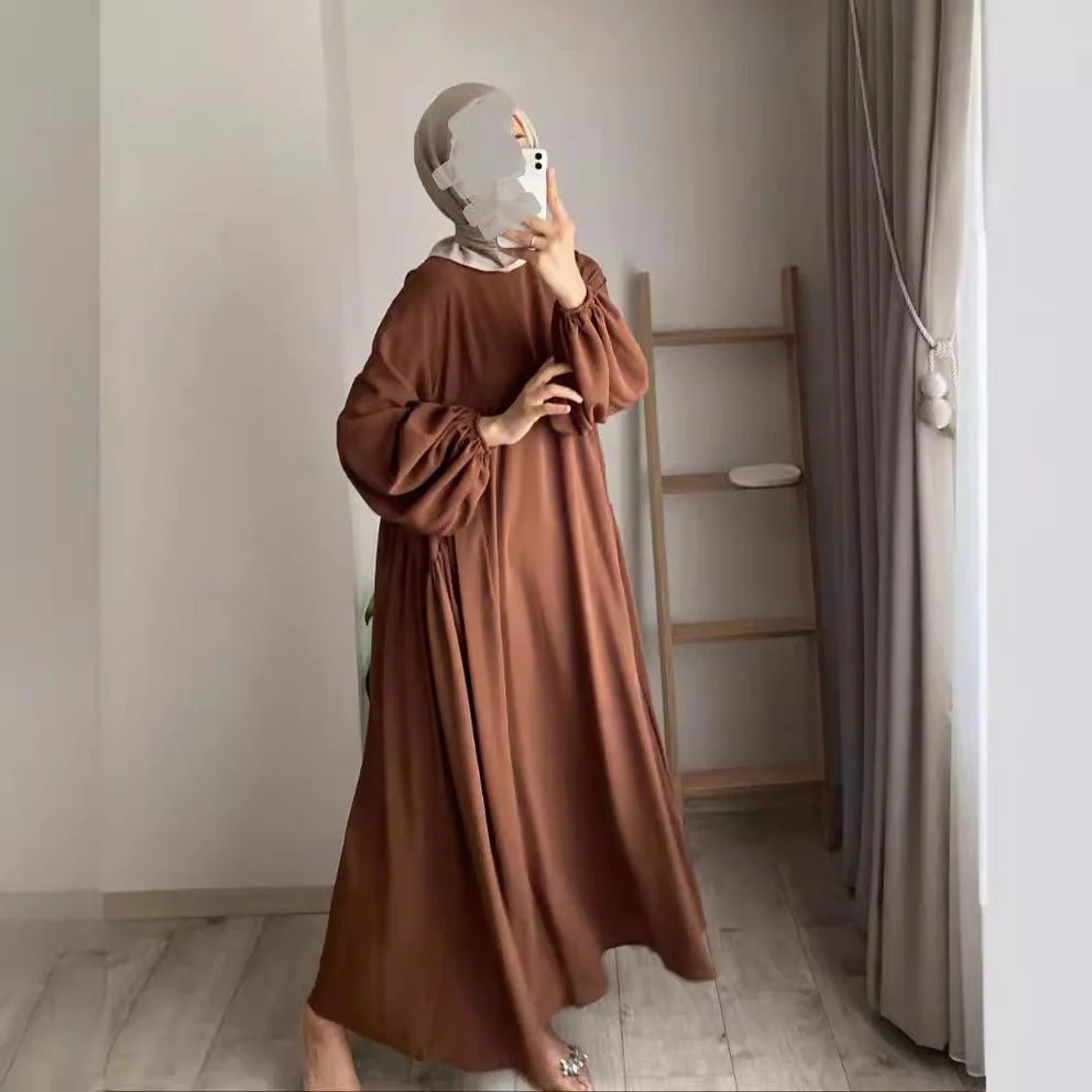 Modest Loose Fit Abaya with Lantern Sleeves | Ice Crepe Pullover Abaya (MA153) - Image 21