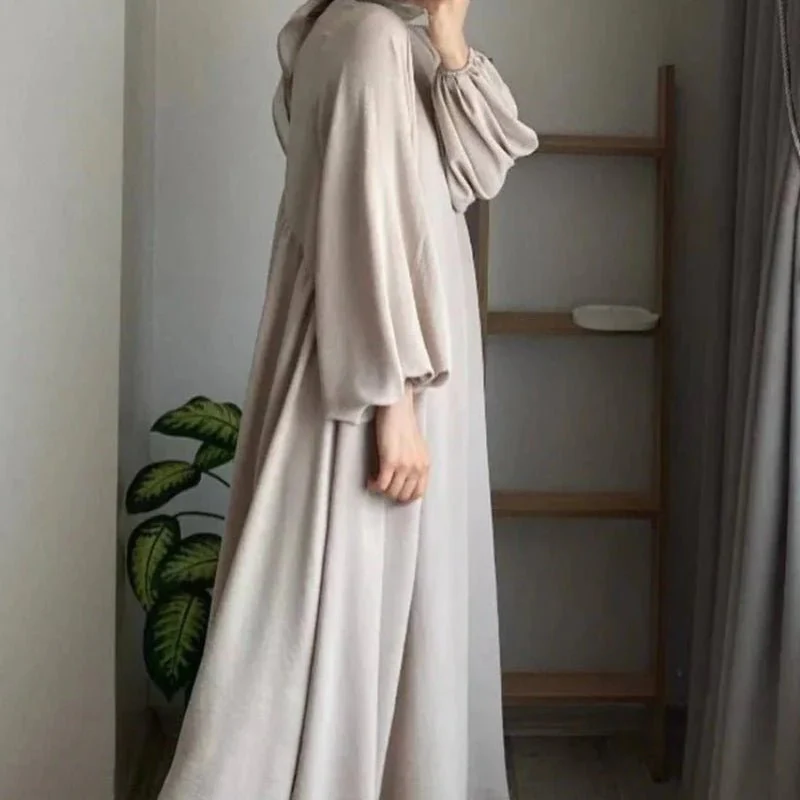 Modest Loose Fit Abaya with Lantern Sleeves | Ice Crepe Pullover Abaya (MA153) - Image 9