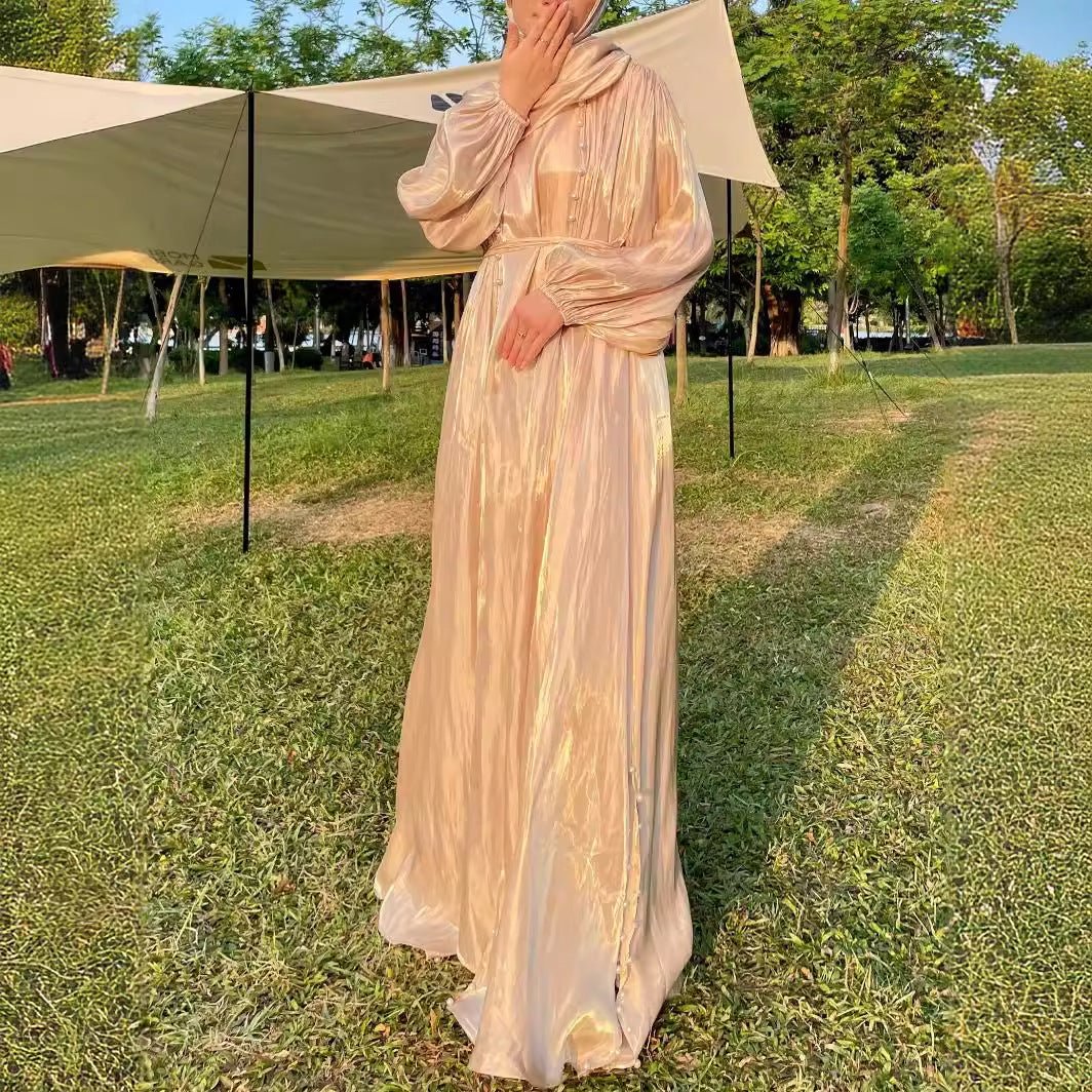 Modest Luxe Pearl-Embellished Streamer Evening Abaya Dress (MOA149) - Image 4