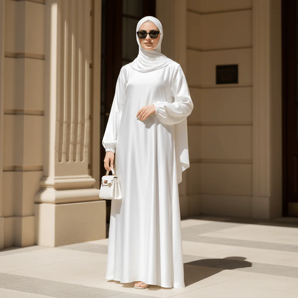 Modest Luxury Premium Satin Abaya | Umbrella Cut A-Line Abaya with Pockets (MA311) - Image 10