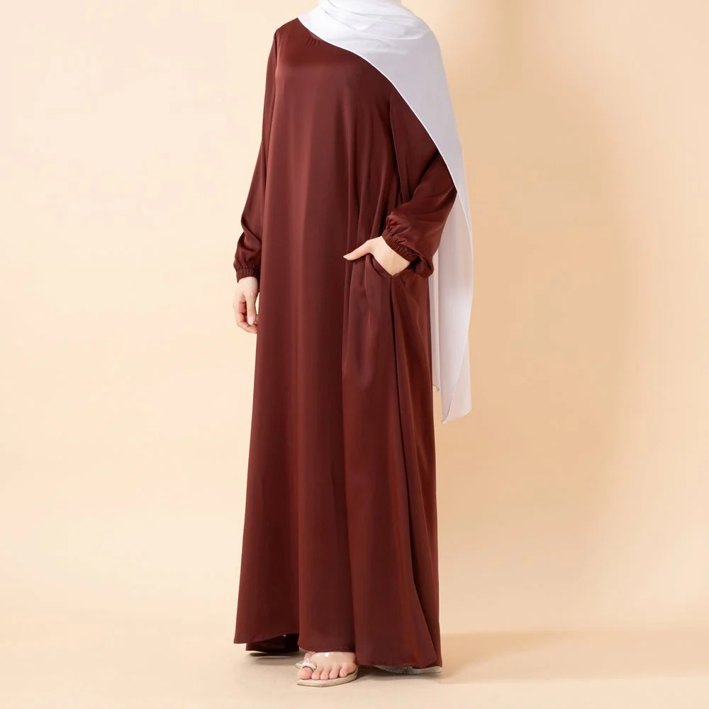 Modest Luxury Premium Satin Abaya | Umbrella Cut A-Line Abaya with Pockets (MA311) - Image 15