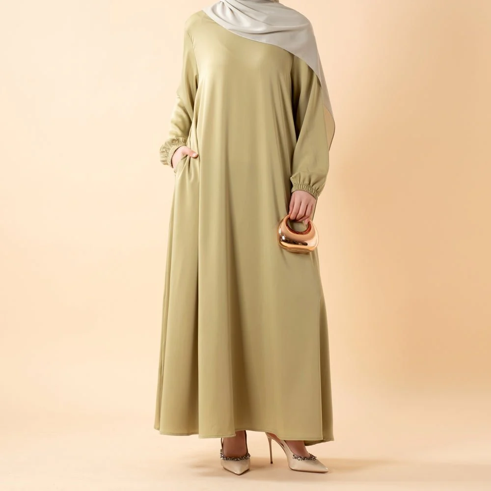 Modest Luxury Premium Satin Abaya | Umbrella Cut A-Line Abaya with Pockets (MA311) - Image 17