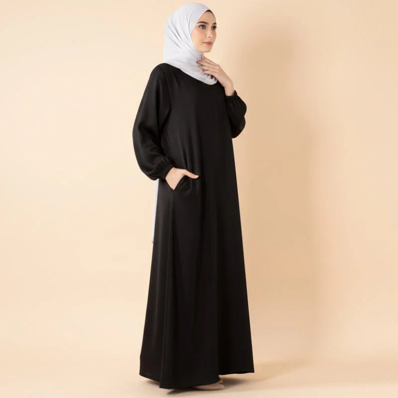 Modest Luxury Premium Satin Abaya | Umbrella Cut A-Line Abaya with Pockets (MA311) - Image 18