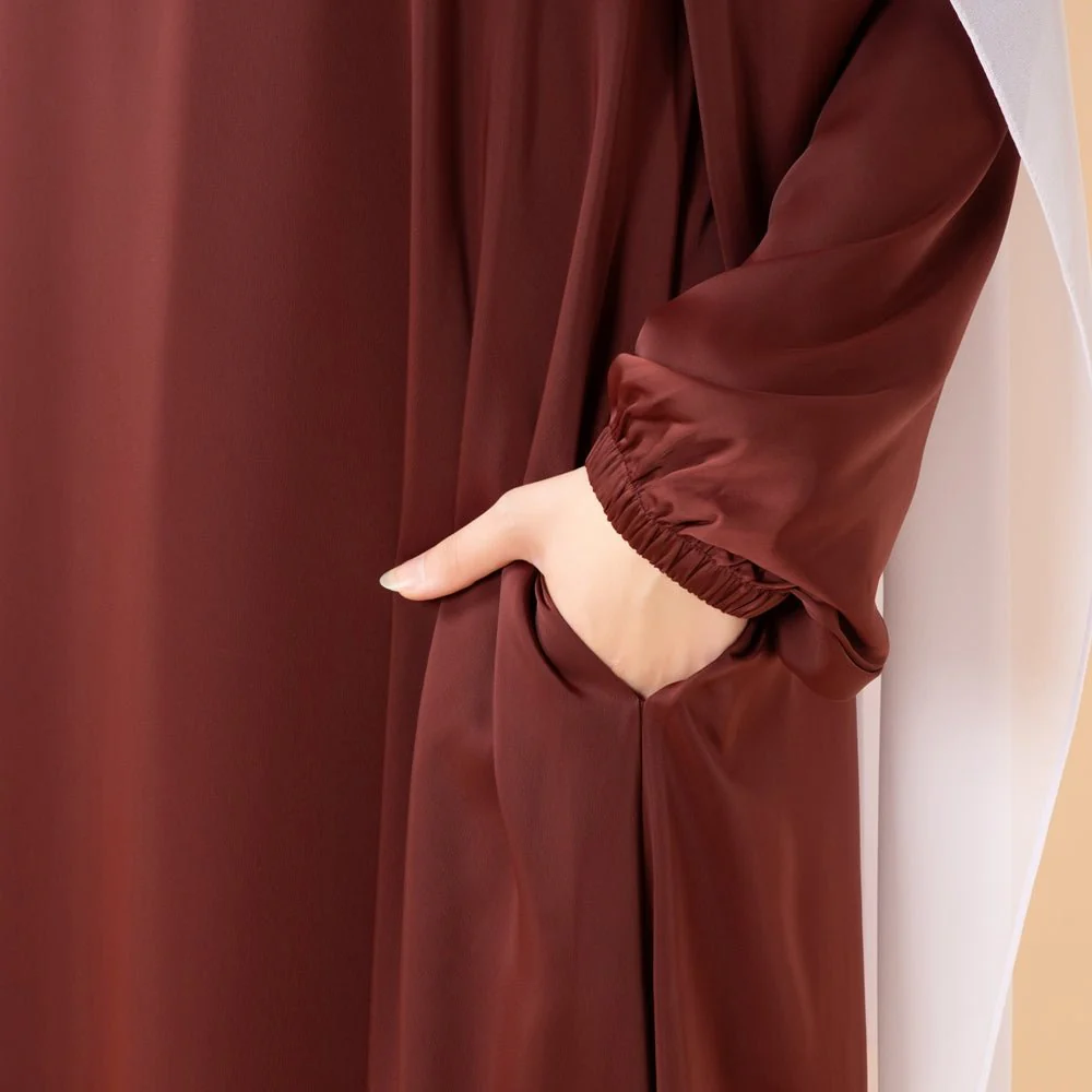 Modest Luxury Premium Satin Abaya | Umbrella Cut A-Line Abaya with Pockets (MA311) - Image 27