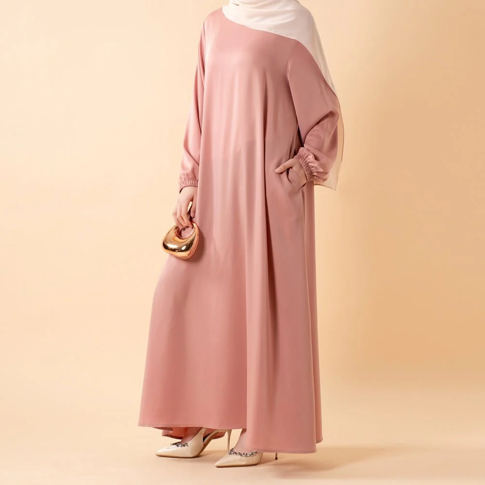 Modest Luxury Premium Satin Abaya | Umbrella Cut A-Line Abaya with Pockets (MA311) - Image 31
