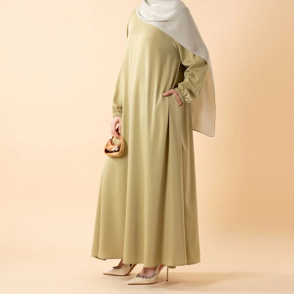Modest Luxury Premium Satin Abaya | Umbrella Cut A-Line Abaya with Pockets (MA311) - Image 34