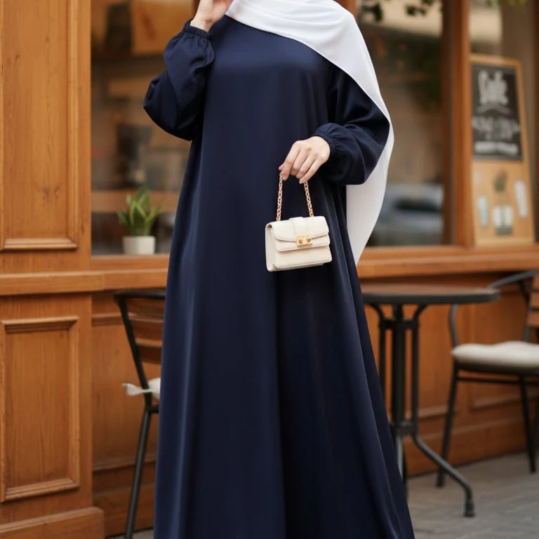 Modest Luxury Premium Satin Abaya | Umbrella Cut A-Line Abaya with Pockets (MA311) - Image 5