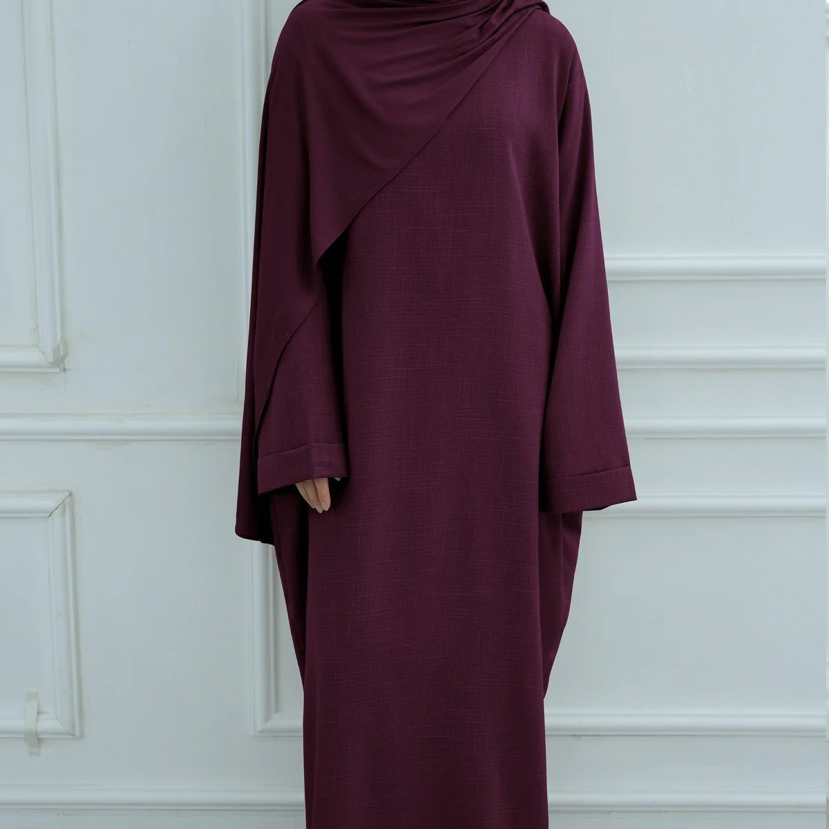 Modest Luxury Robe Dress Set | Premium Muslim Solid Color Two-Piece Abaya (MA249) - Image 10