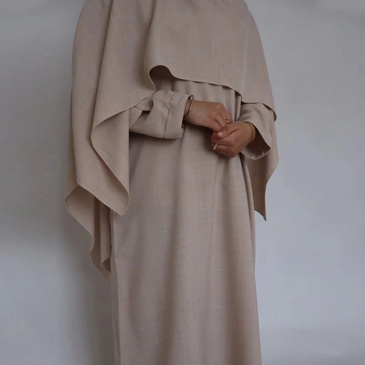 Modest Luxury Robe Dress Set | Premium Muslim Solid Color Two-Piece Abaya (MA249) - Image 11
