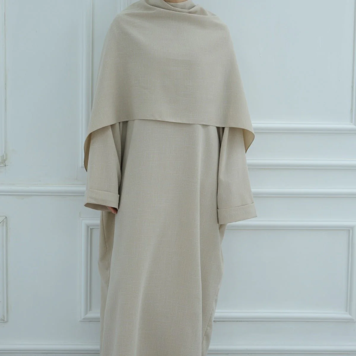 Modest Luxury Robe Dress Set | Premium Muslim Solid Color Two-Piece Abaya (MA249) - Image 12